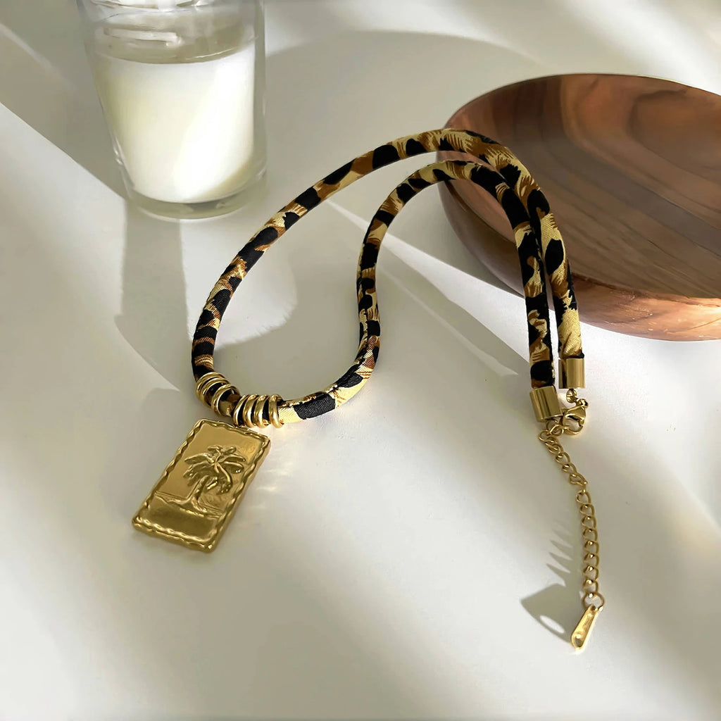 Leopard Flower Heart Sun Drop Collar Necklace