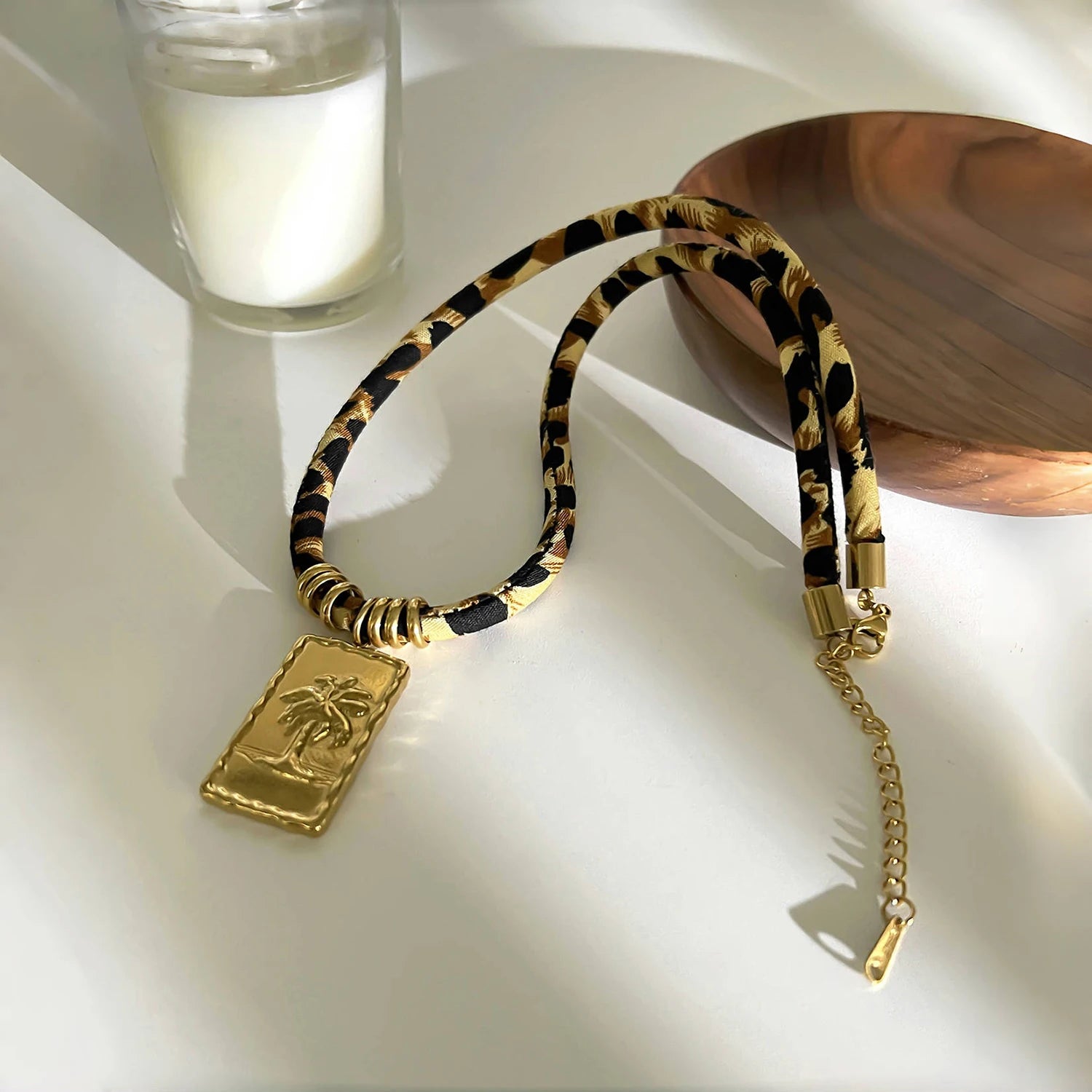 Leopard Flower Heart Sun Drop Collar Necklace