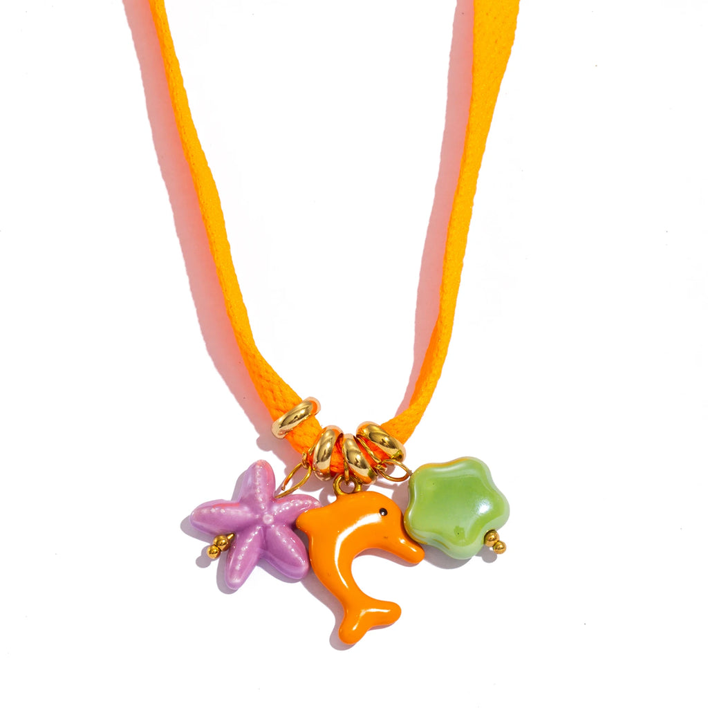 Colorful Starfish Dolphin & Fruits Combo Necklace