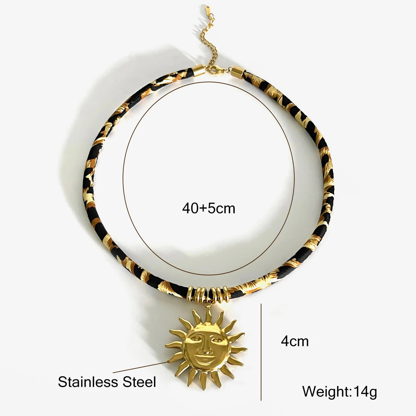 Leopard Flower Heart Sun Drop Collar Necklace