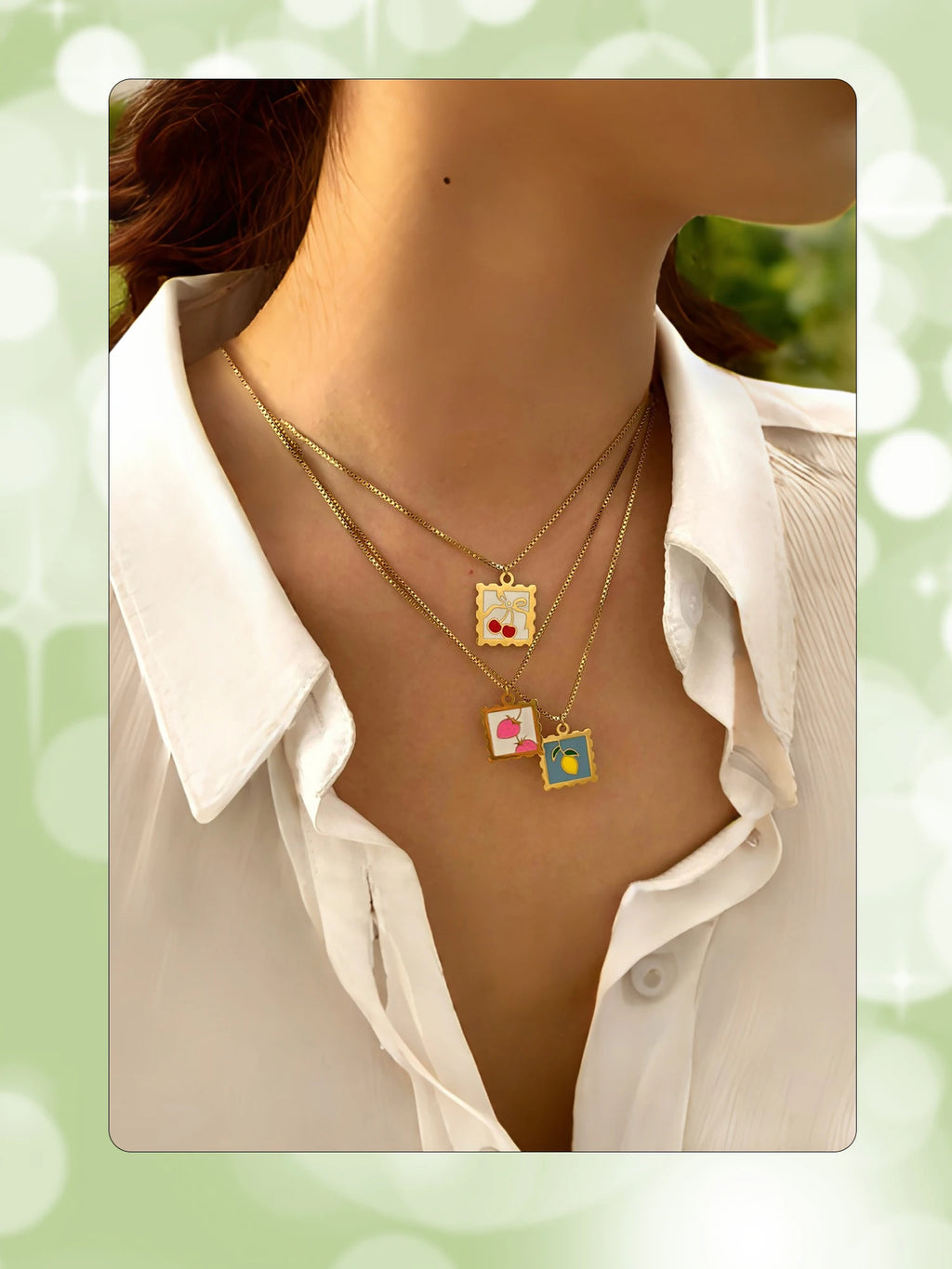 Cherry Lemon Strawberry Necklace