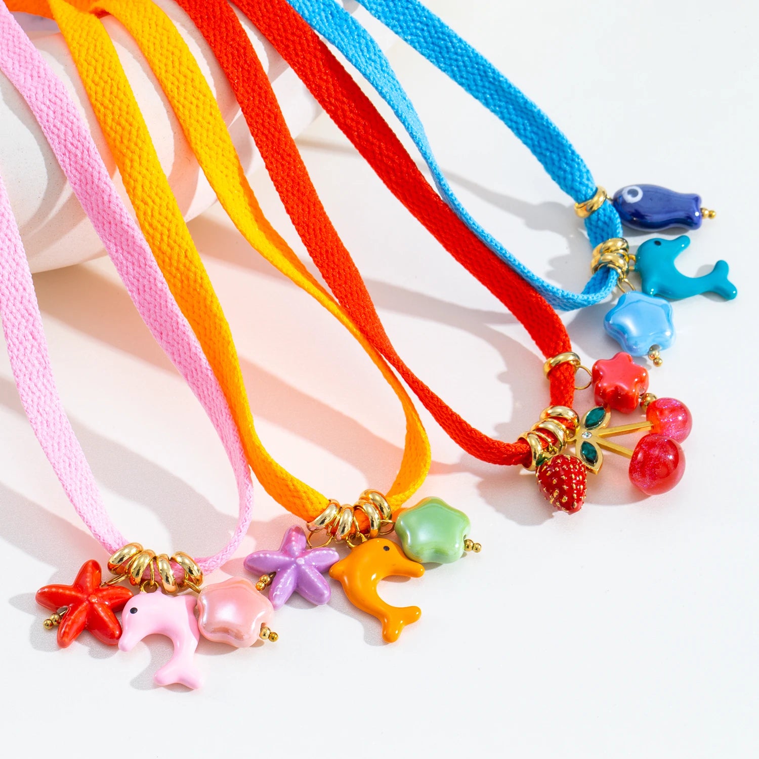 Colorful Starfish Dolphin & Fruits Combo Necklace