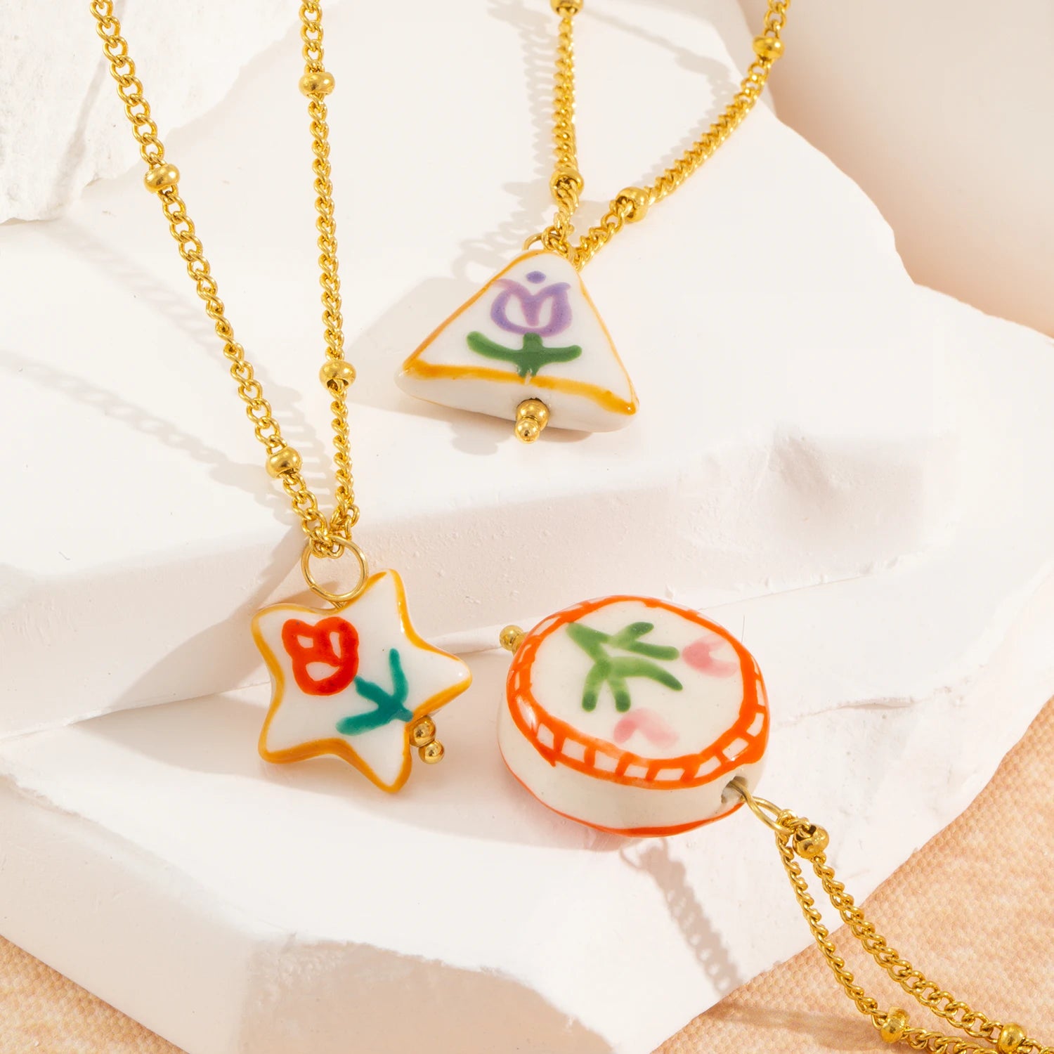 Geometric Doodle Flower Necklace