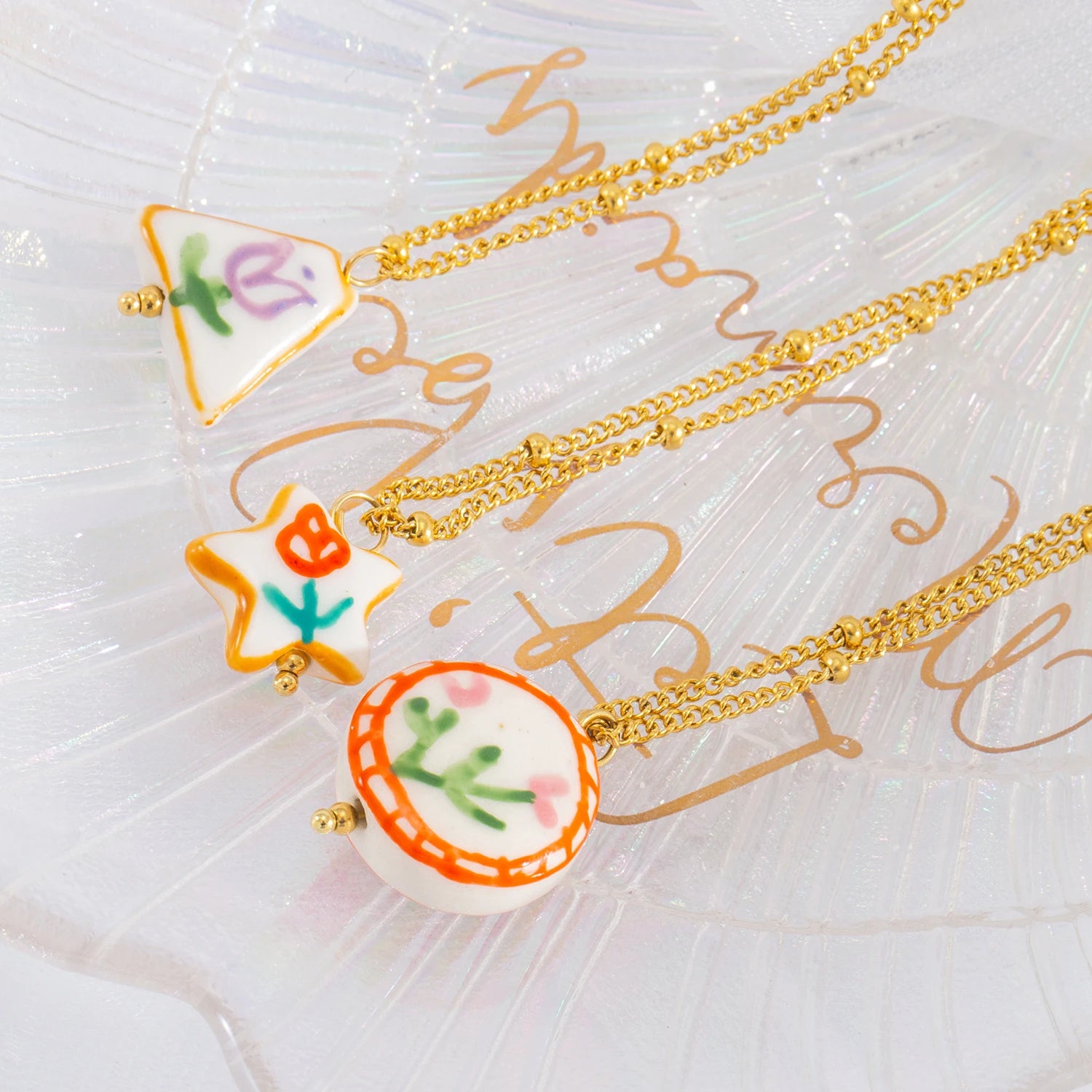 Geometric Doodle Flower Necklace