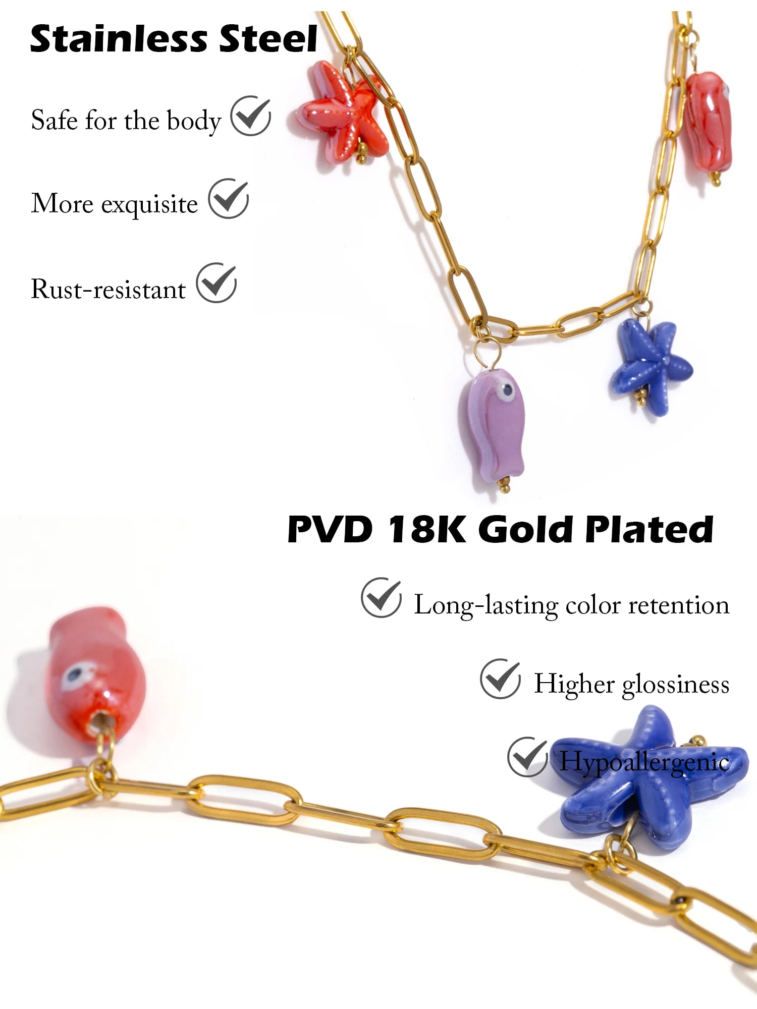 Fish & Starfish Pendant Necklace
