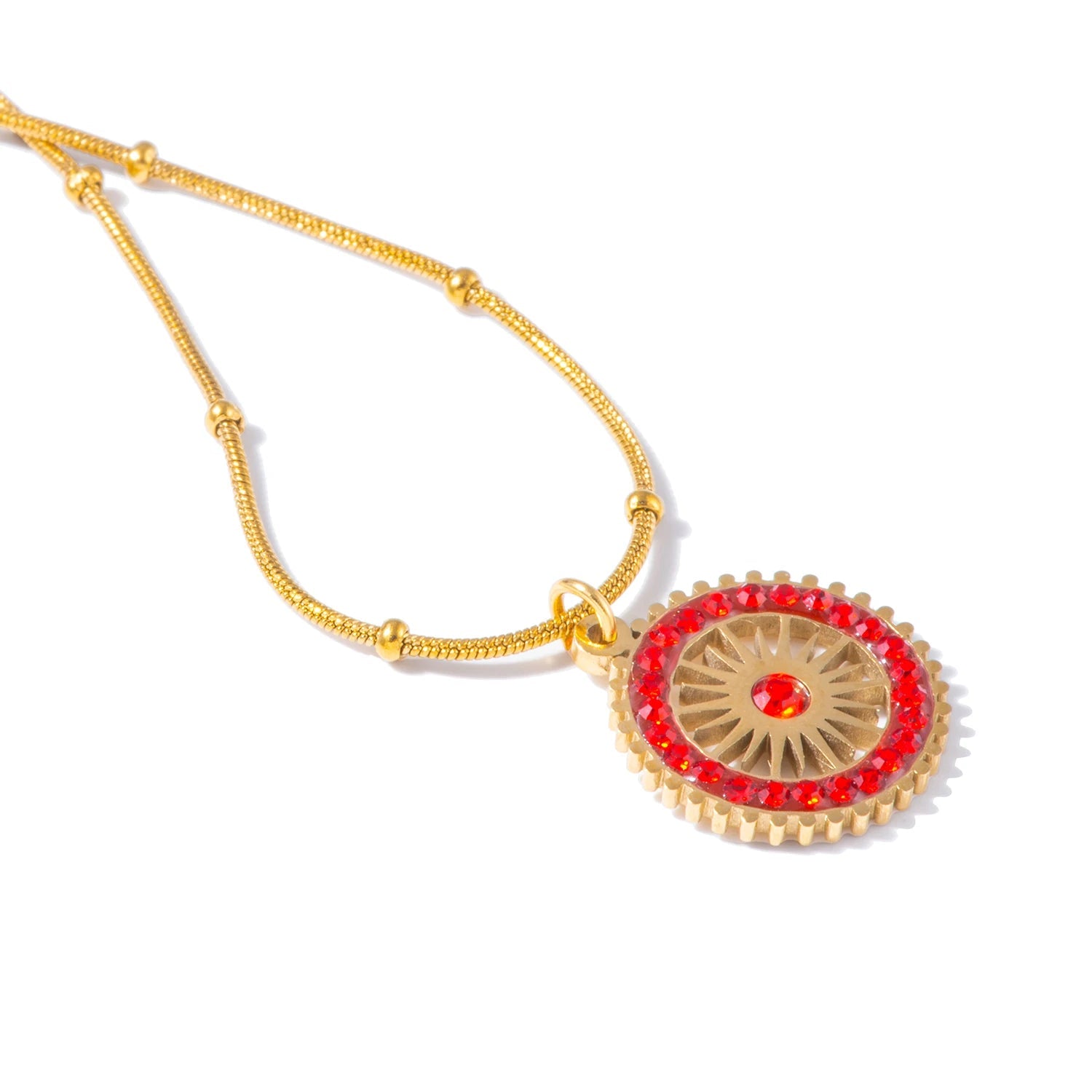 Red Charm Circle Necklace