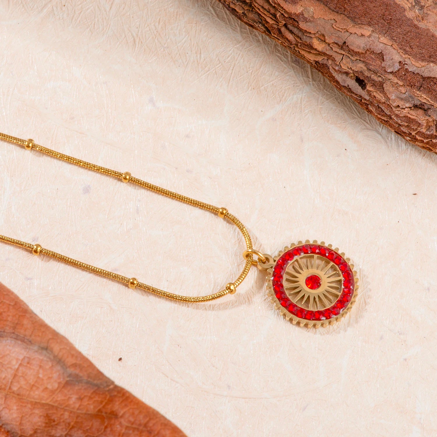 Red Charm Circle Necklace