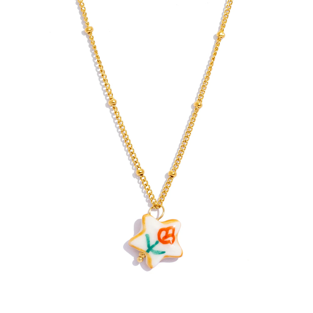 Geometric Doodle Flower Necklace