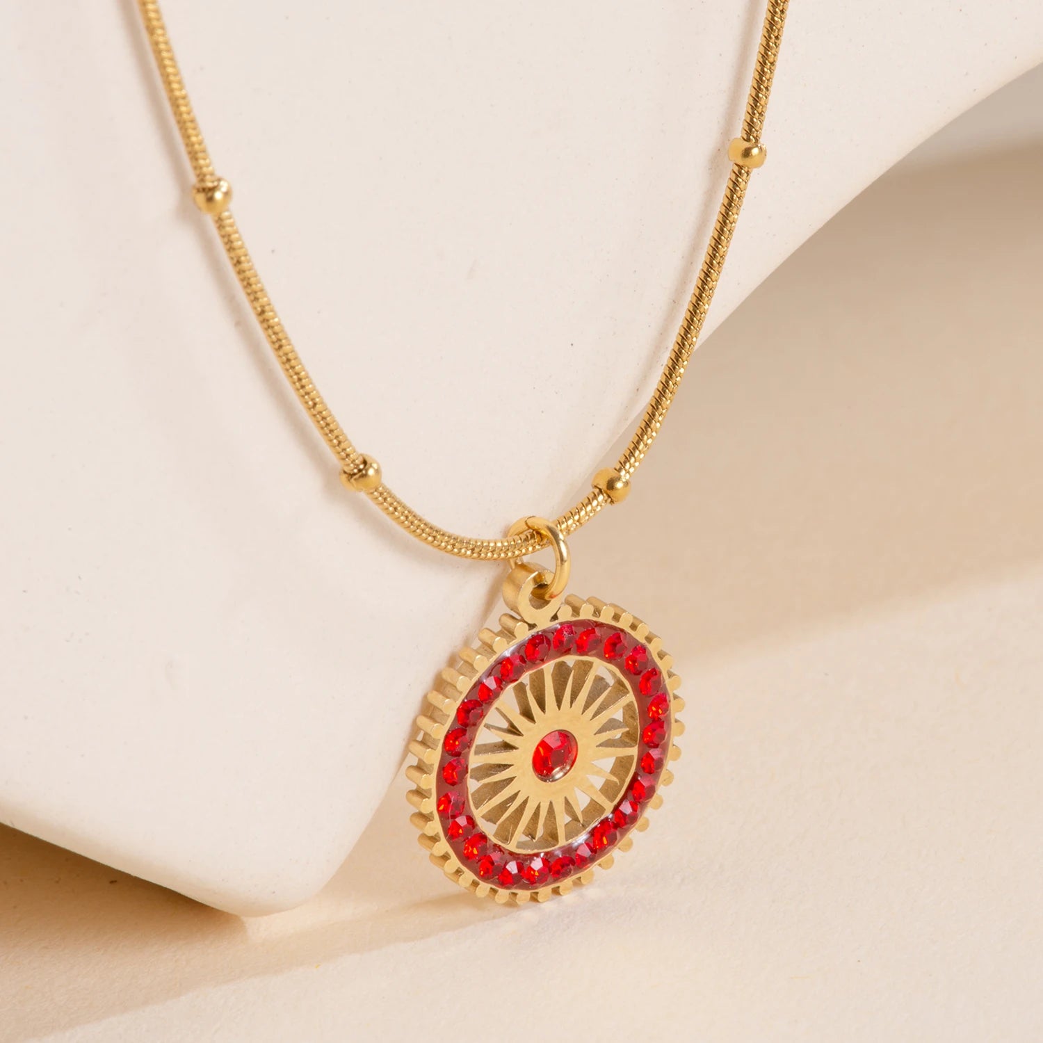 Red Charm Circle Necklace