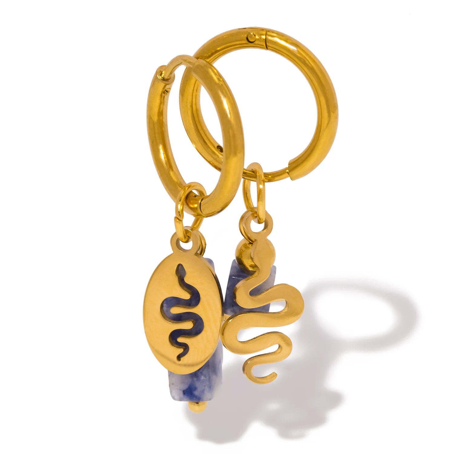 Snake Pattern and Natural Stone Earrings