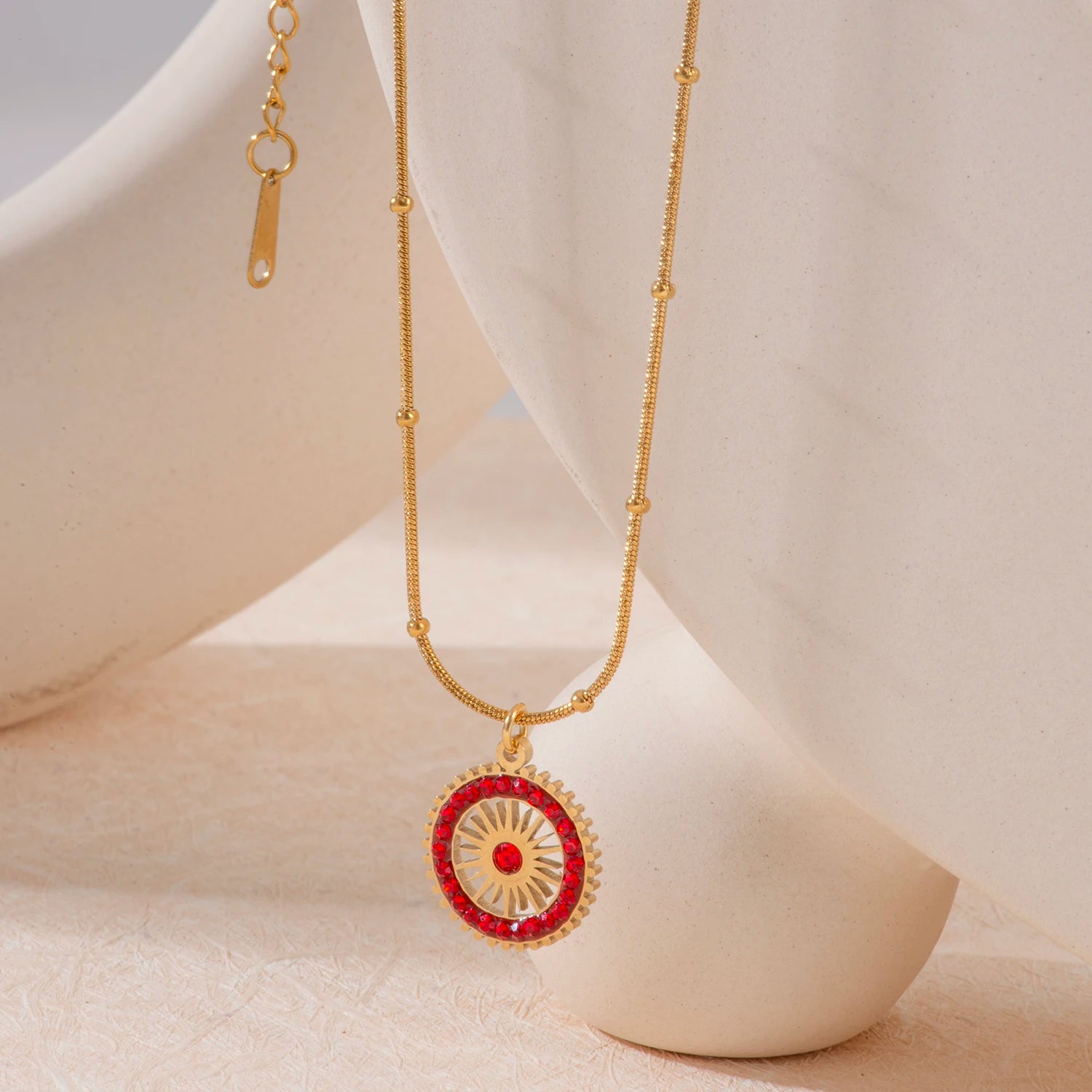 Red Charm Circle Necklace