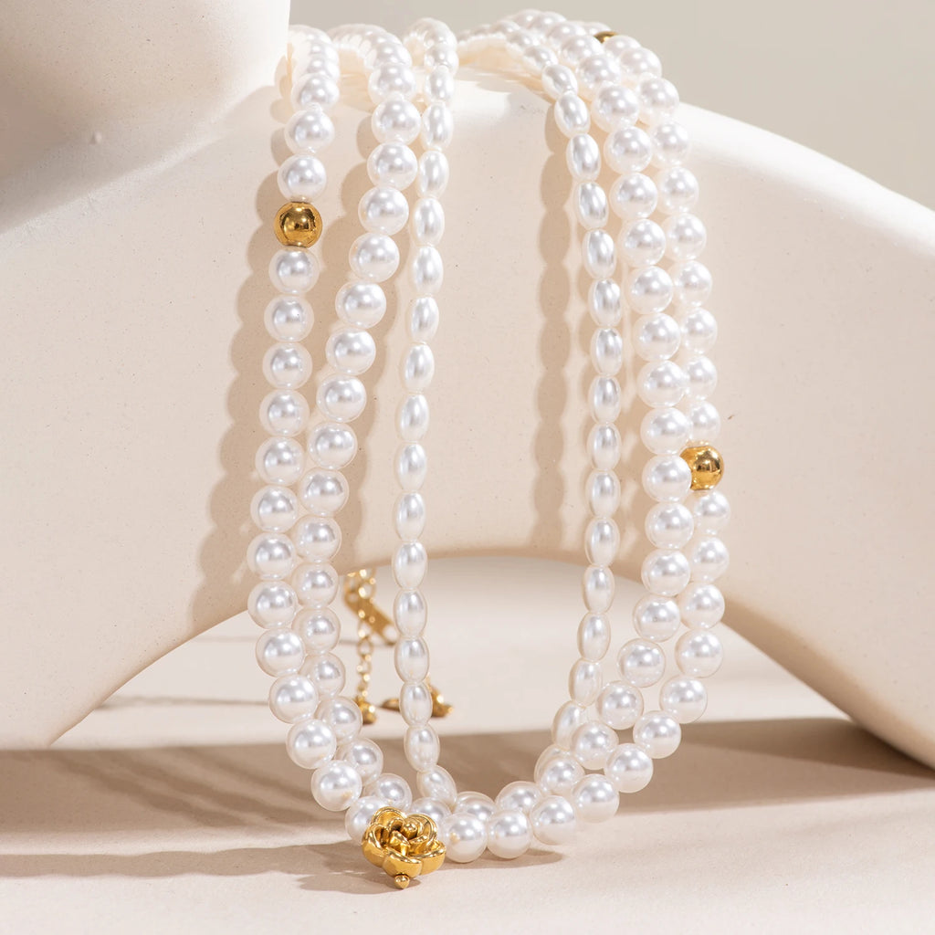 Pearl Necklace & Rose Pendant