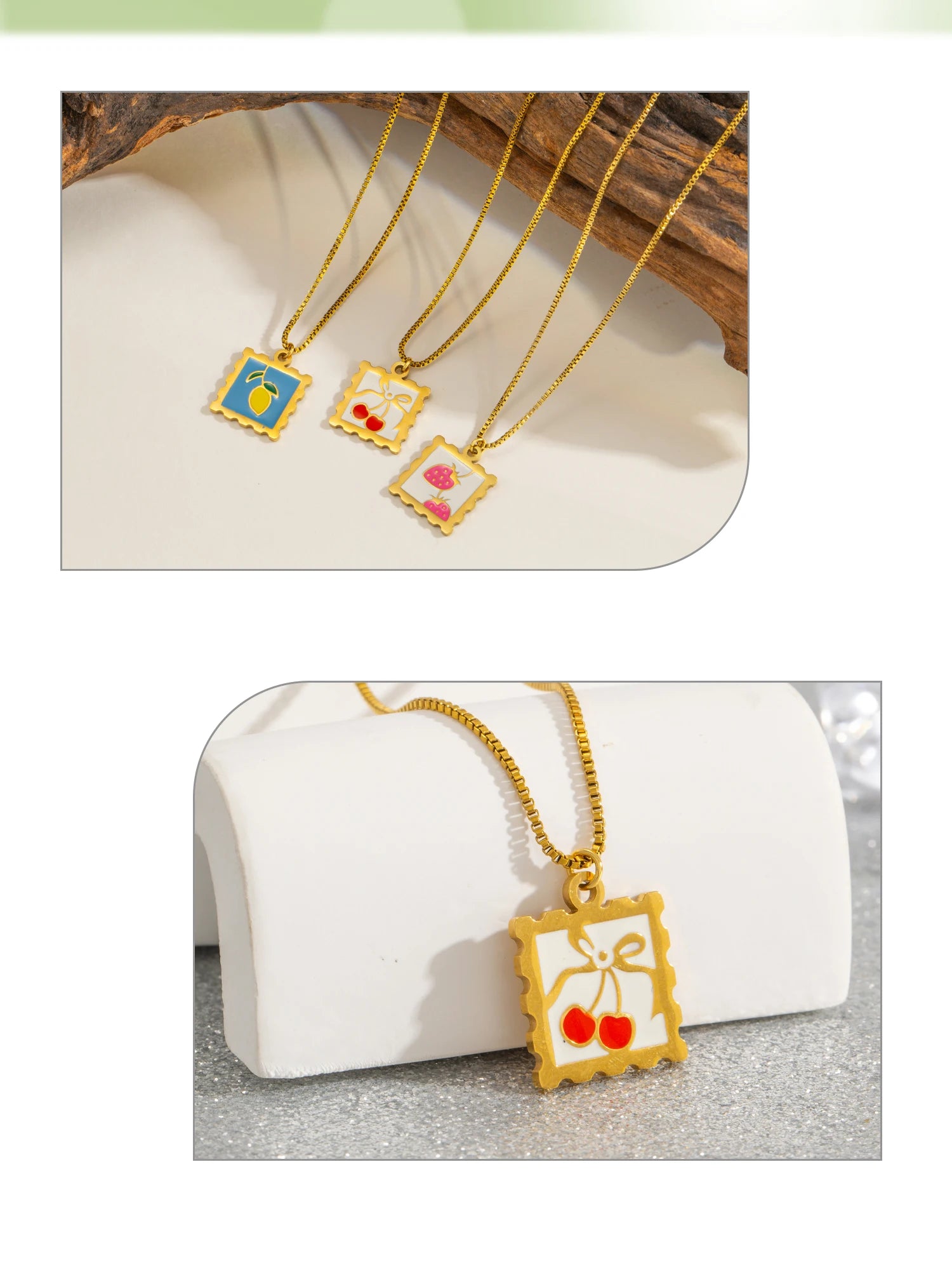 Cherry Lemon Strawberry Necklace