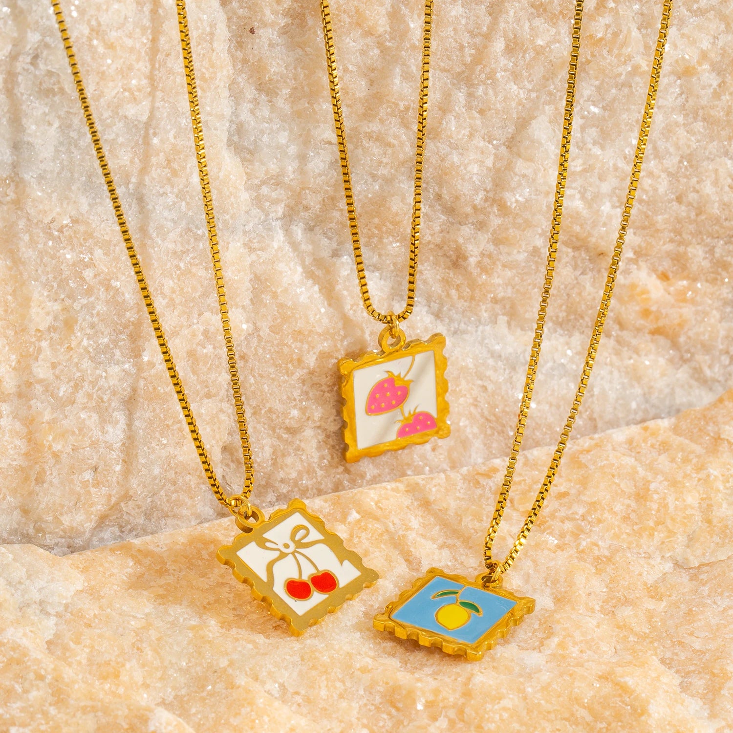 Cherry Lemon Strawberry Necklace