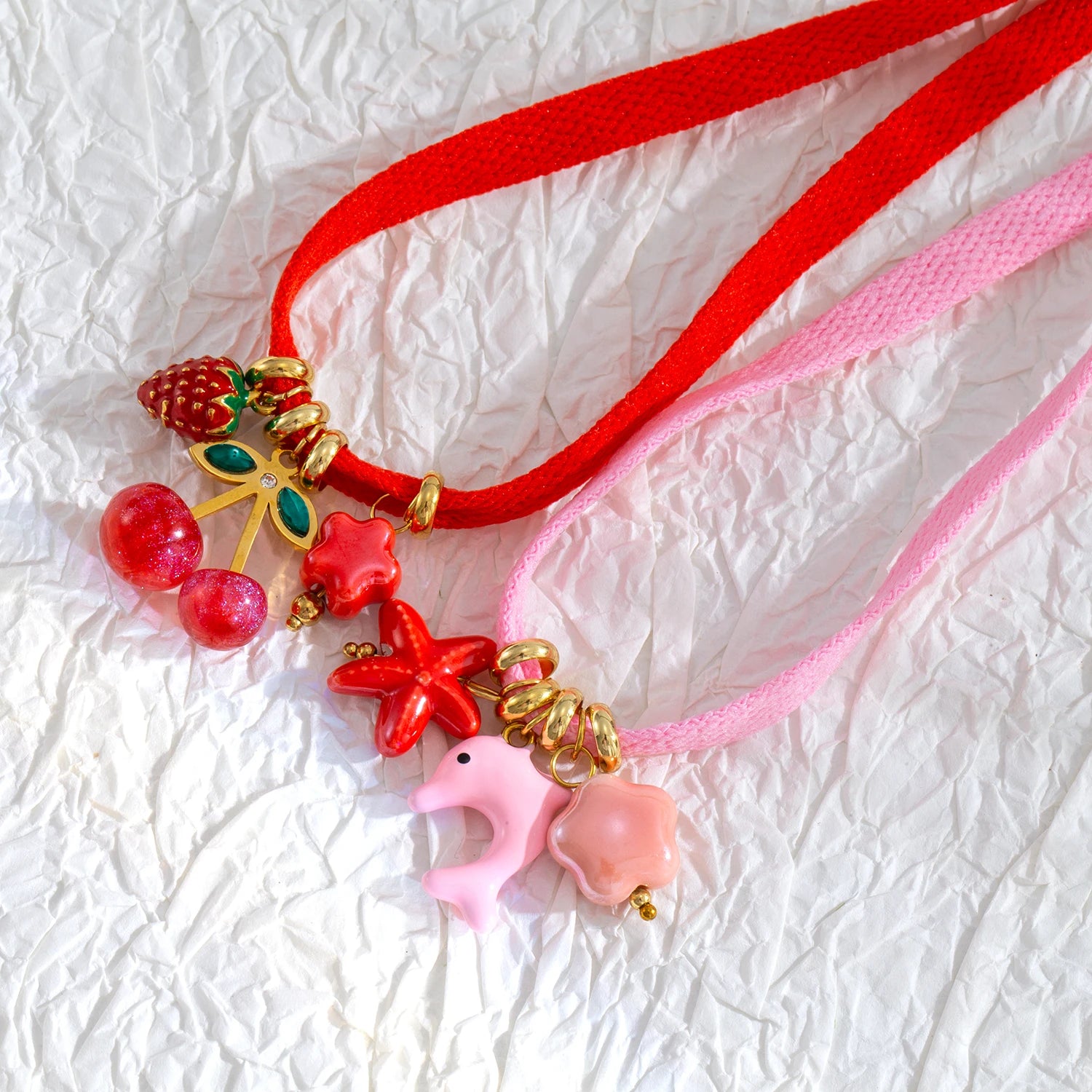 Colorful Starfish Dolphin & Fruits Combo Necklace