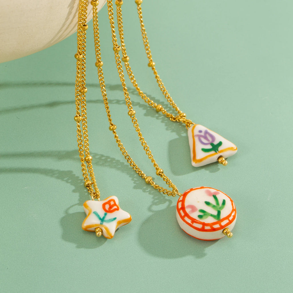 Geometric Doodle Flower Necklace
