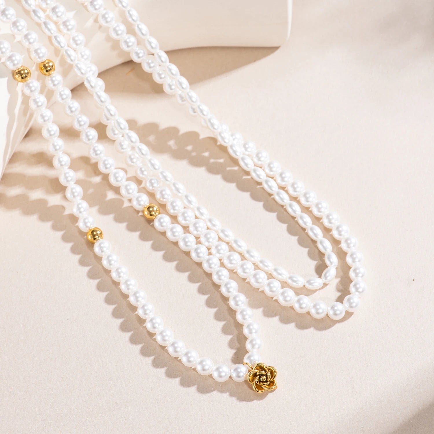 Pearl Necklace & Rose Pendant