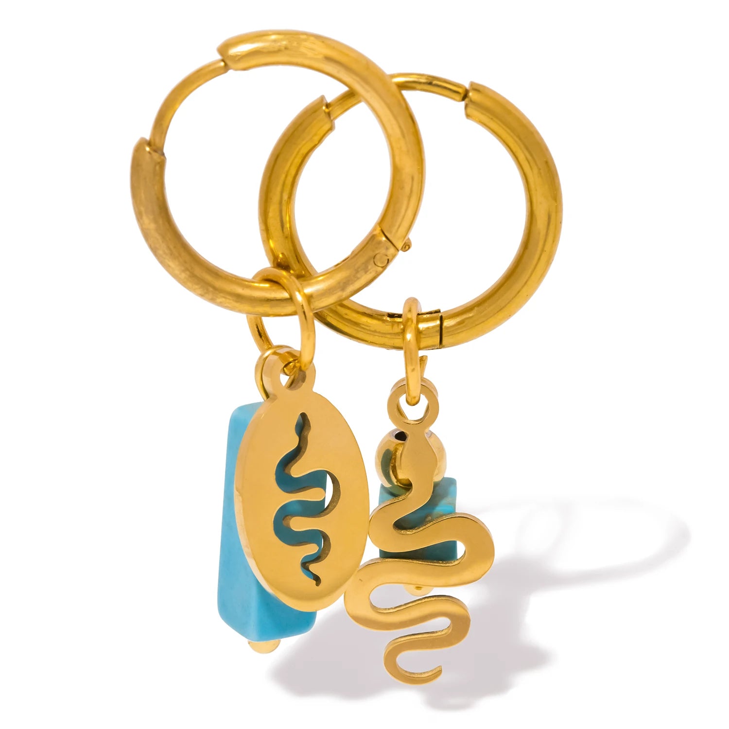 Snake Pattern and Natural Stone Earrings