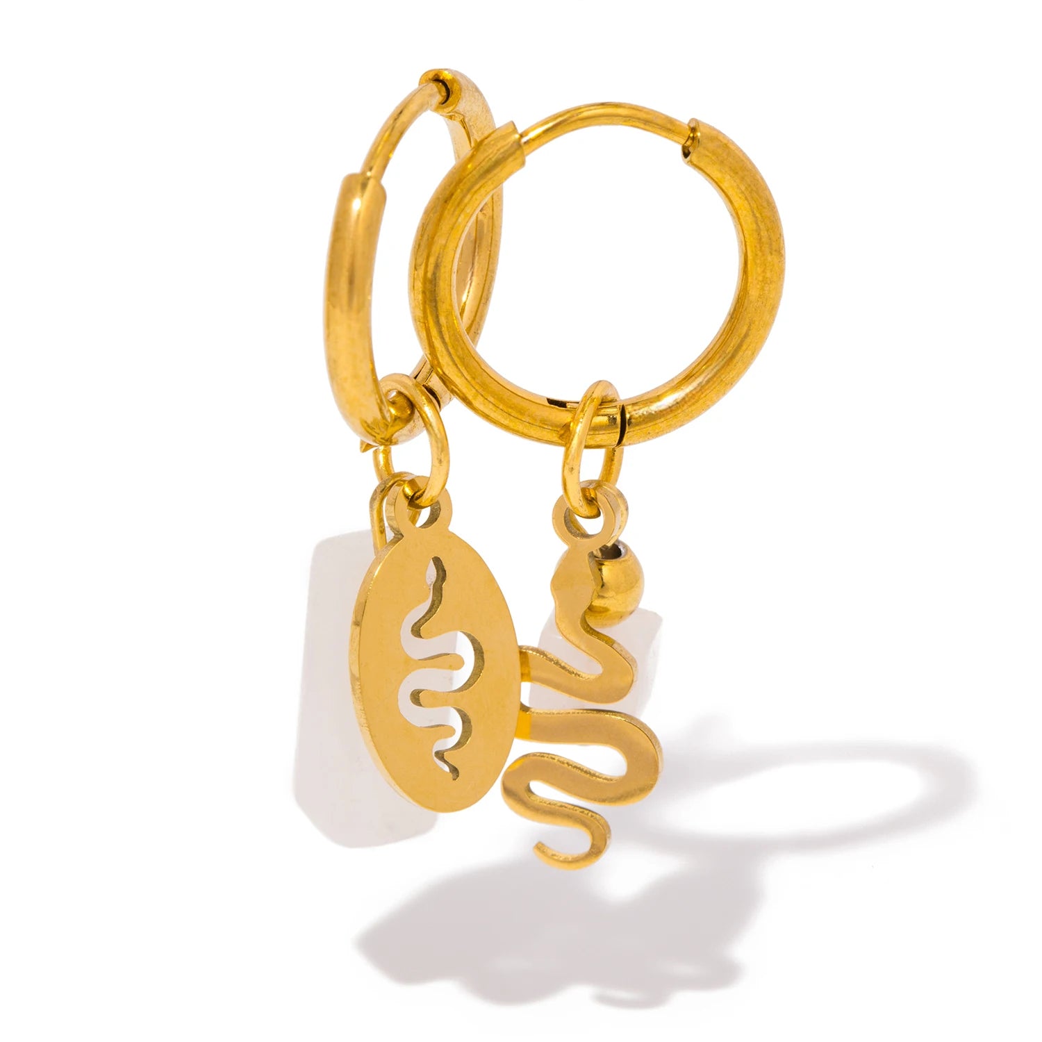 Snake Pattern and Natural Stone Earrings