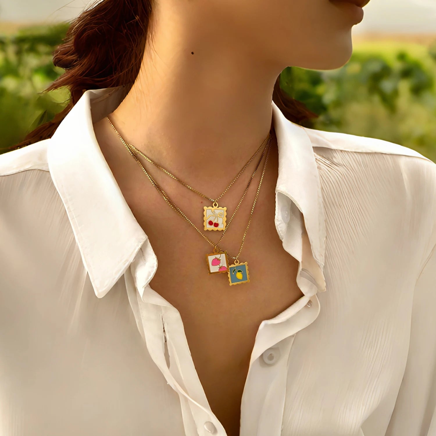 Cherry Lemon Strawberry Necklace