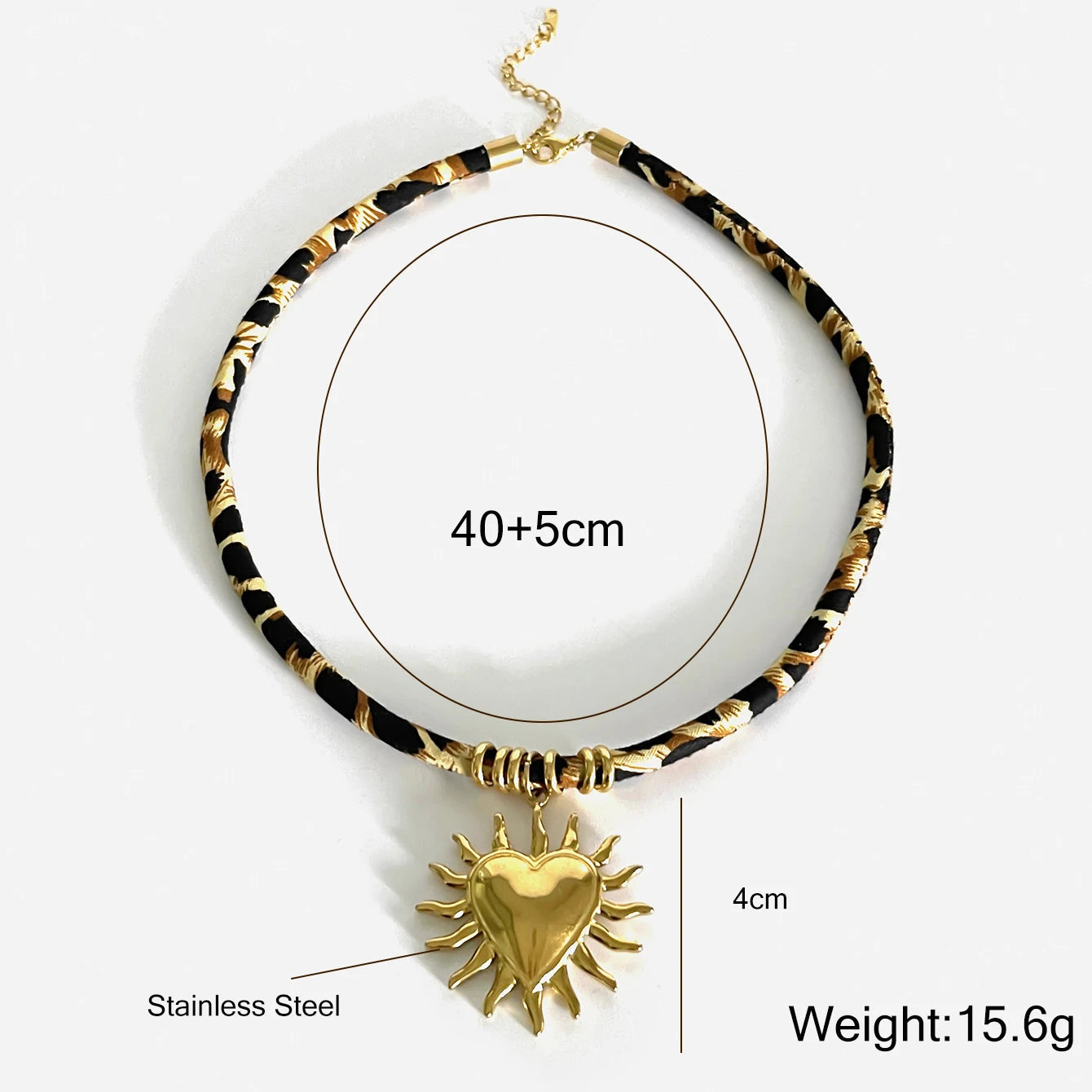 Leopard Flower Heart Sun Drop Collar Necklace