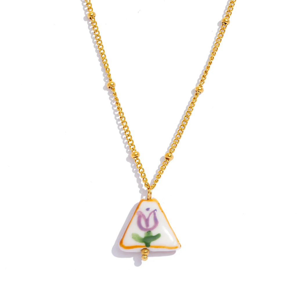 Geometric Doodle Flower Necklace