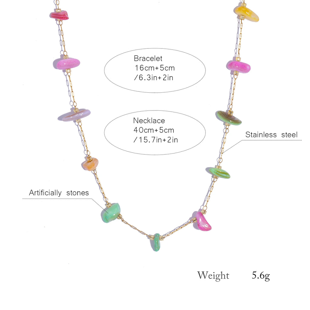 Colorful NonSense Stones Necklace & Bracelet