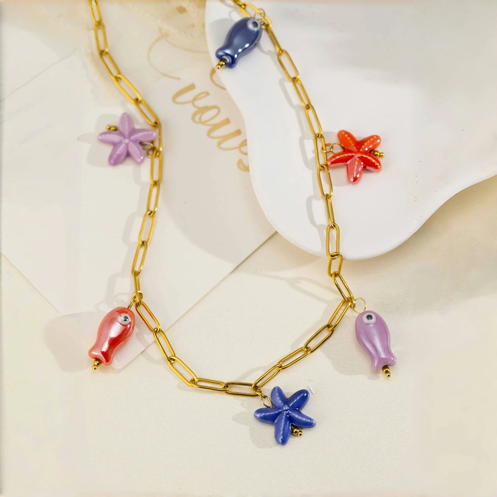 Fish & Starfish Pendant Necklace
