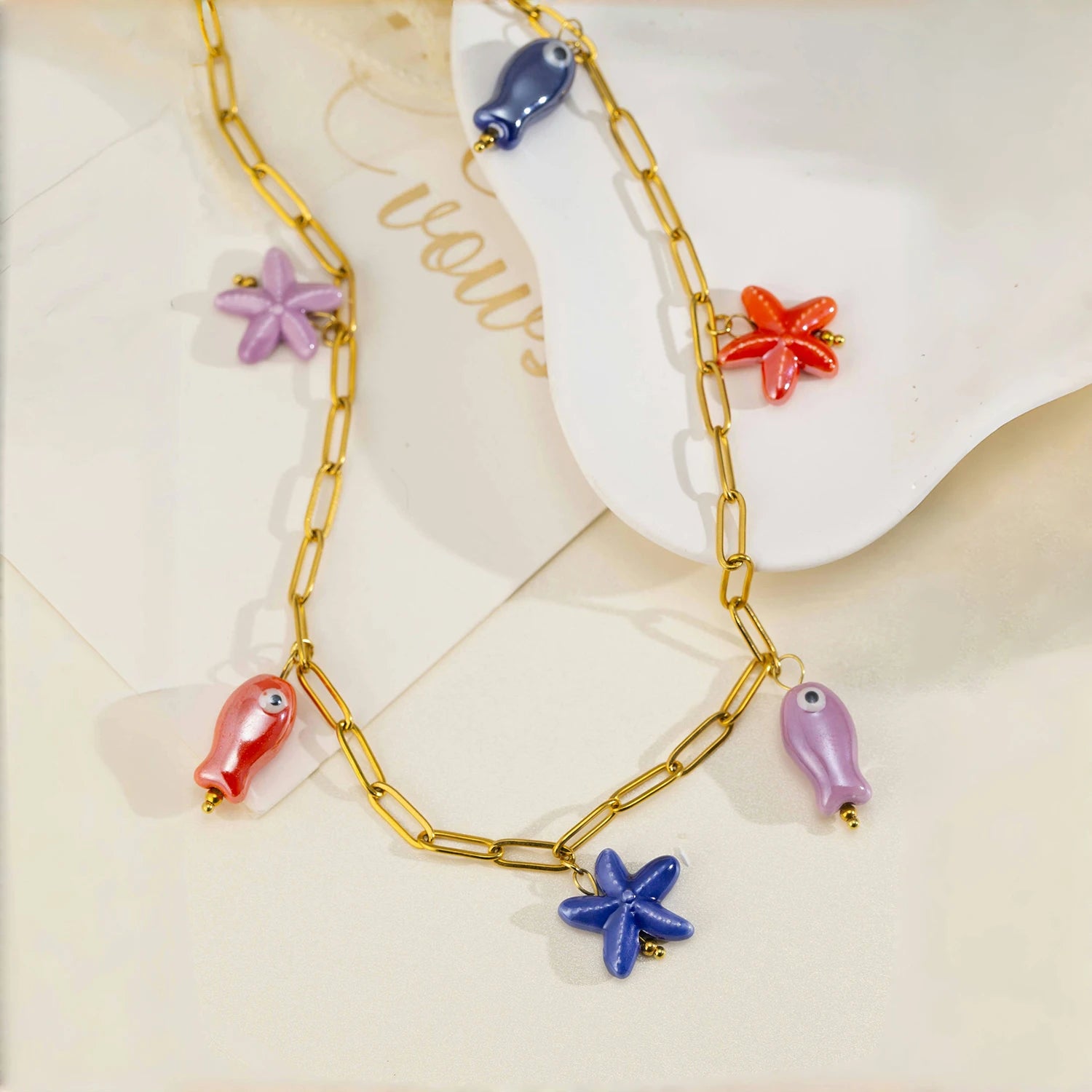Fish & Starfish Pendant Necklace
