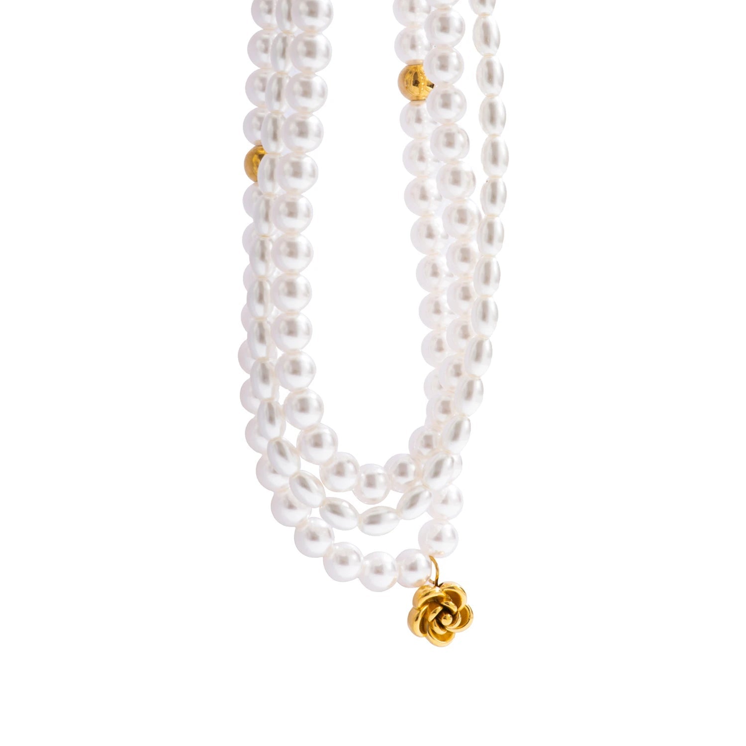 Pearl Necklace & Rose Pendant