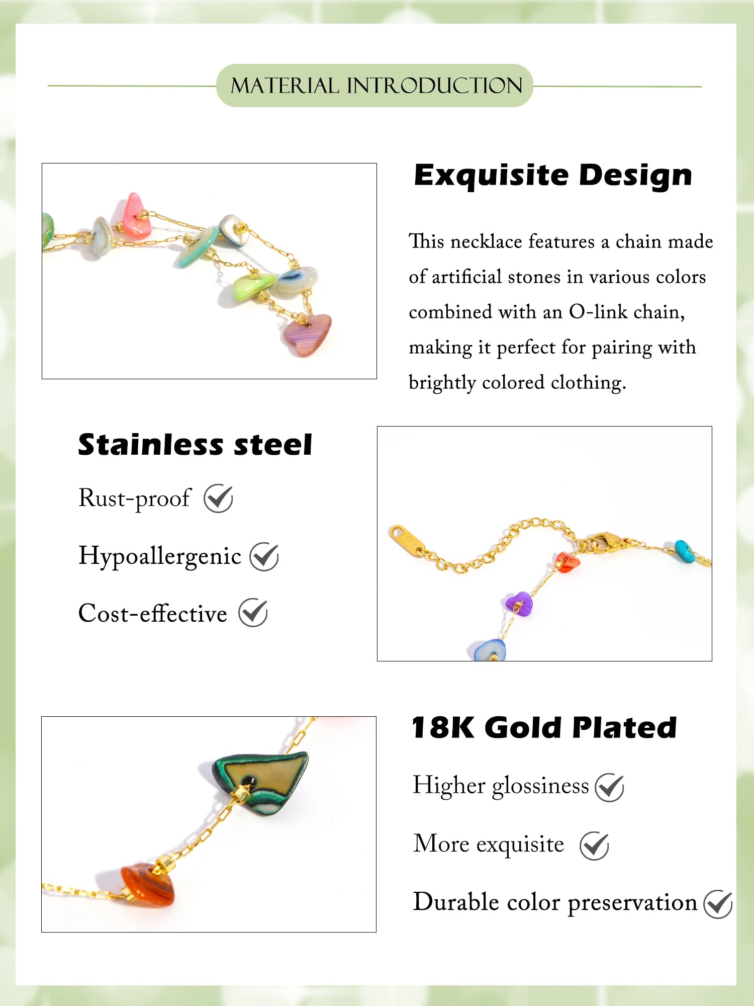 Colorful NonSense Stones Necklace & Bracelet