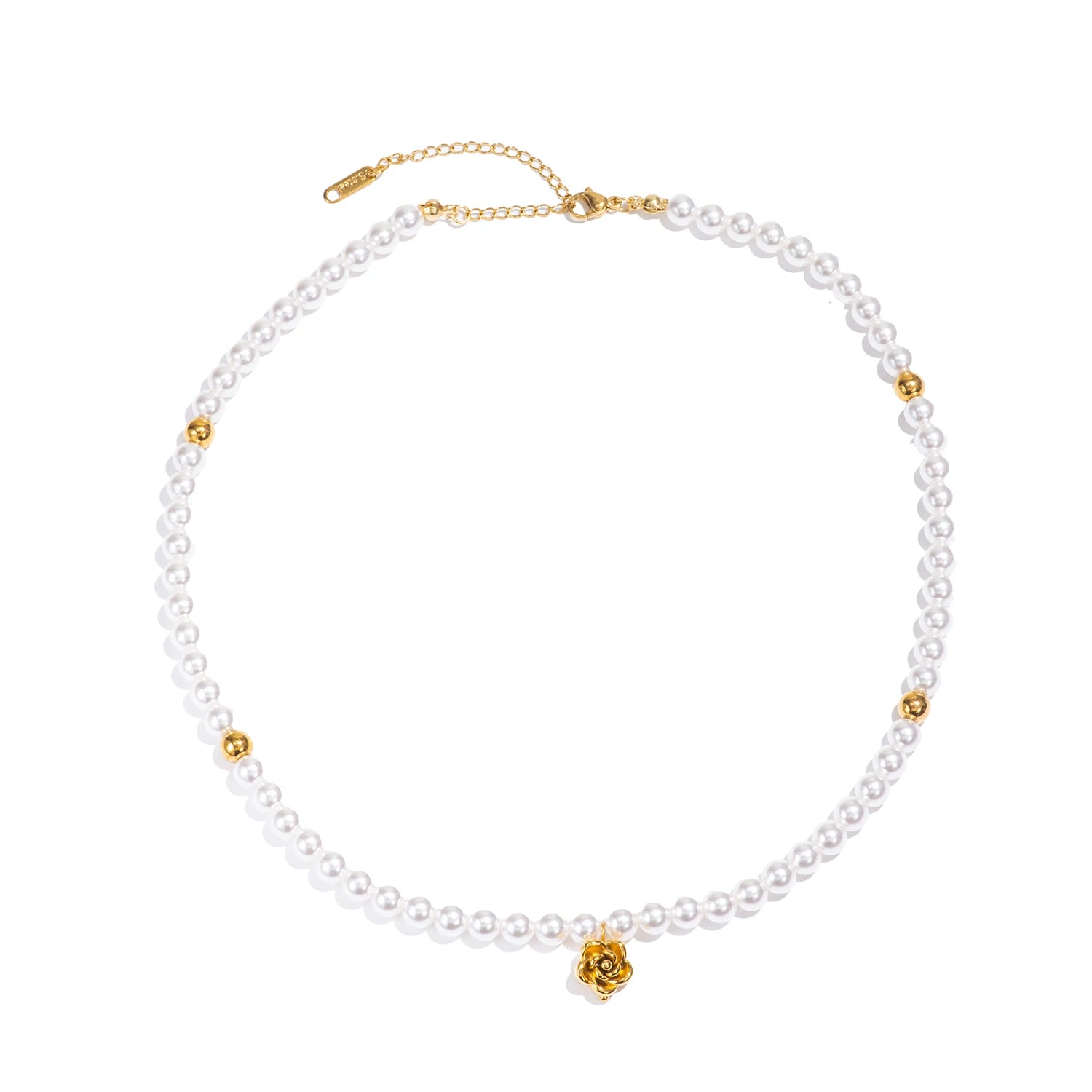 Pearl Necklace & Rose Pendant