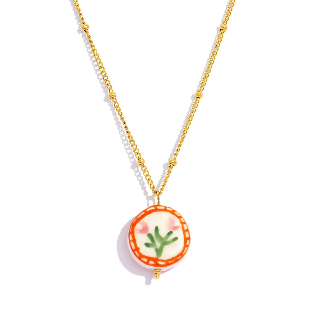 Geometric Doodle Flower Necklace