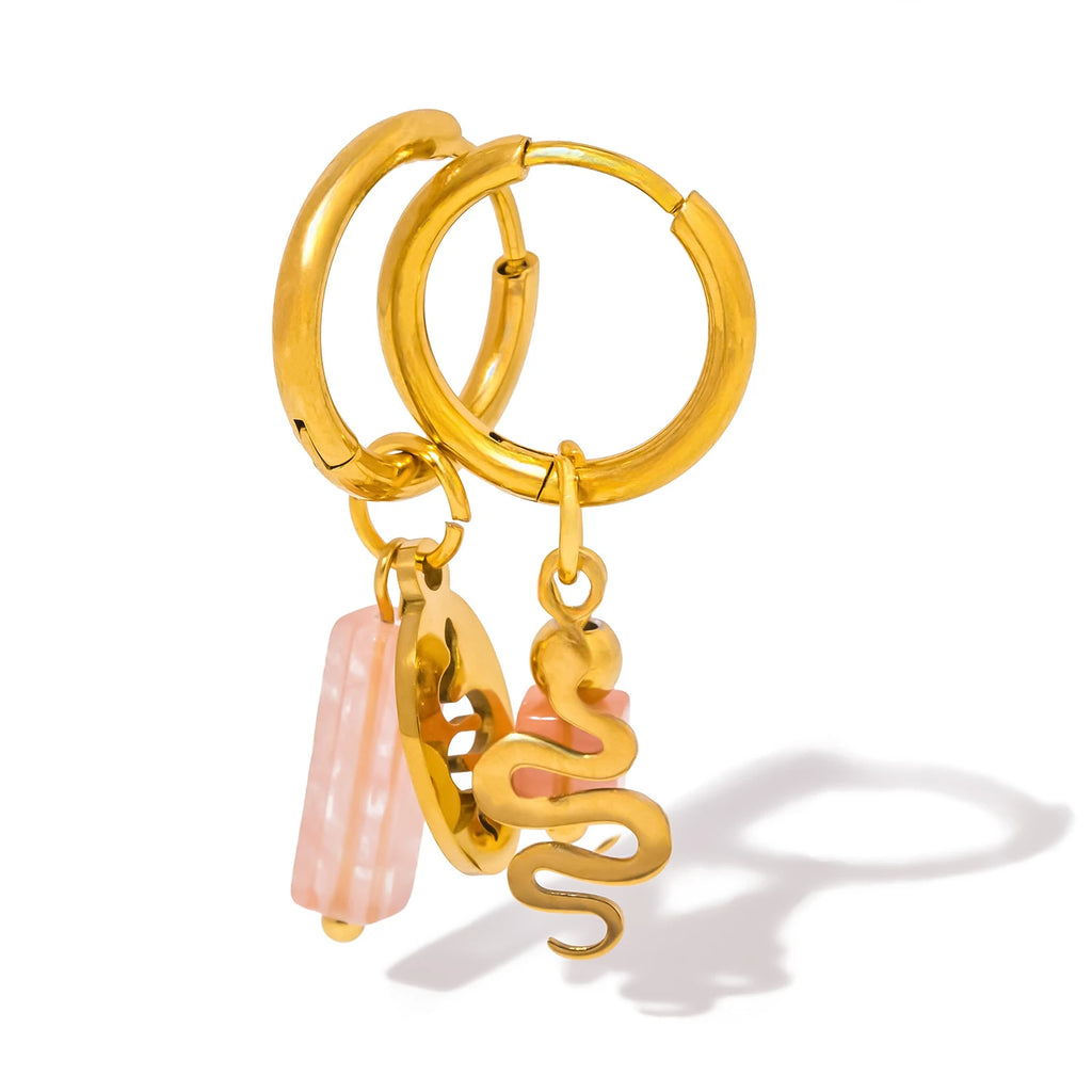 Snake Pattern and Natural Stone Earrings