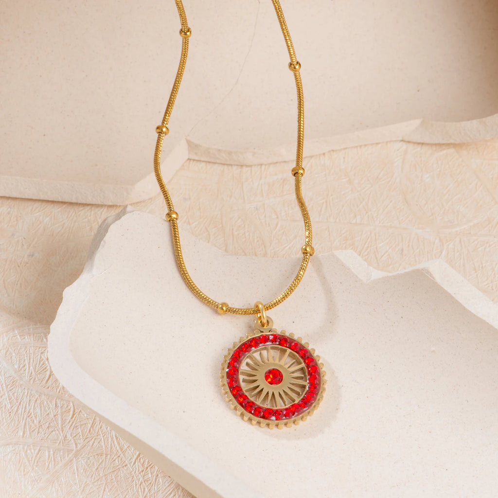 Red Charm Circle Necklace