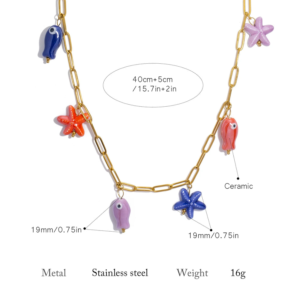 Fish & Starfish Pendant Necklace