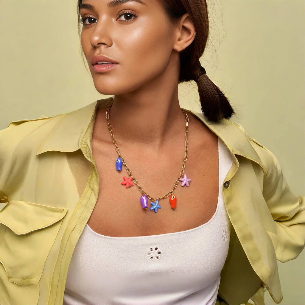 Fish & Starfish Pendant Necklace