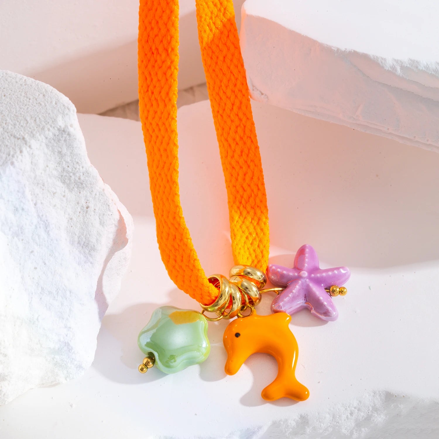 Colorful Starfish Dolphin & Fruits Combo Necklace