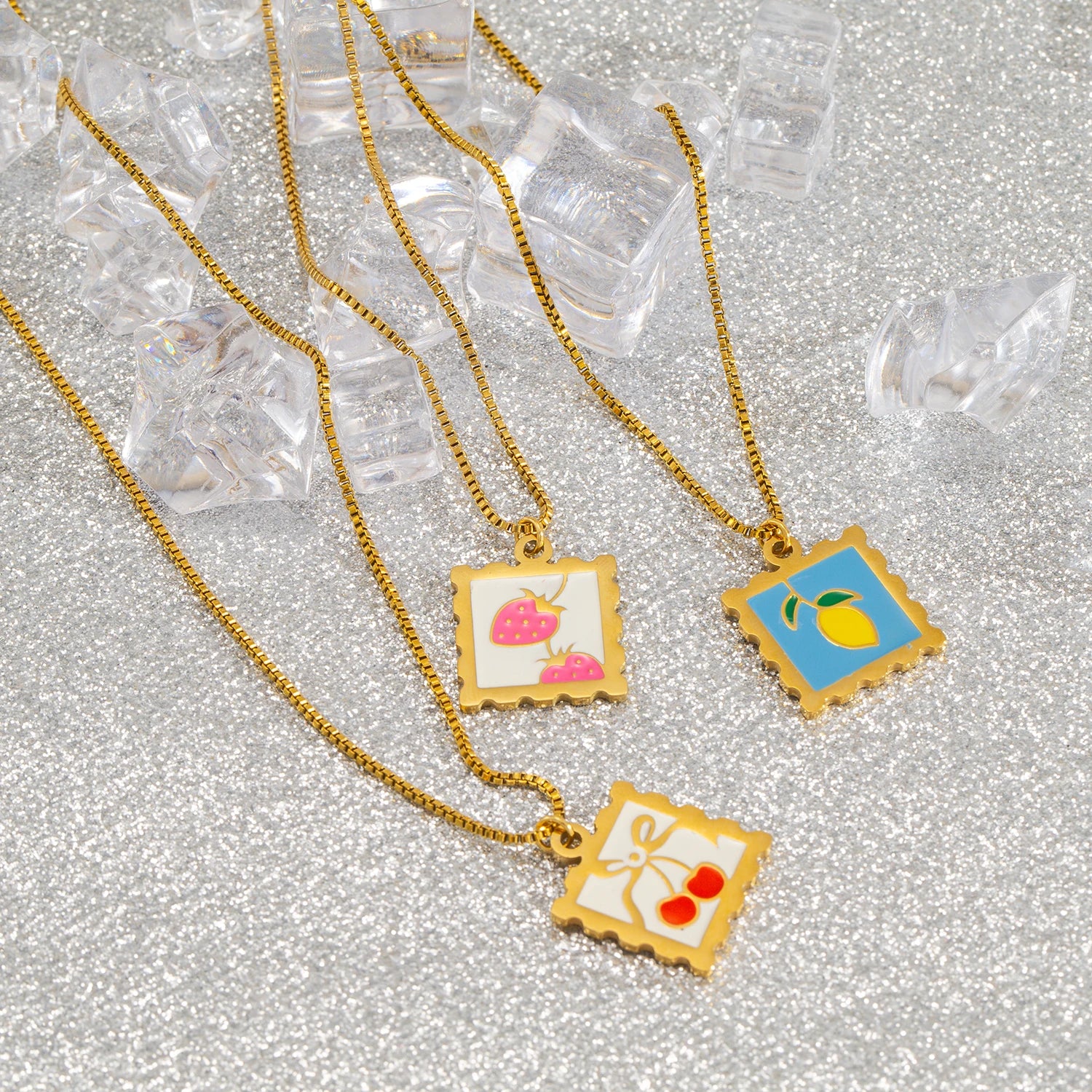 Cherry Lemon Strawberry Necklace